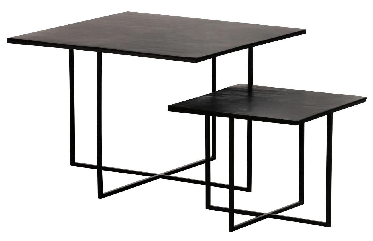 Hoorns Set dvou tmavě hnědých kovových konferenčních stolků Huet 44 x 44 / 71 x 71 cm Hoorns