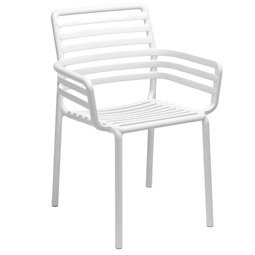 Bílá plastová zahradní židle Nardi Doga s područkami Nardi