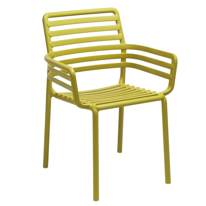 Žlutá plastová zahradní židle Nardi Doga s područkami Nardi