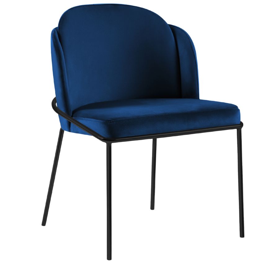 Královsky modrá sametová jídelní židle MICADONI LIMMEN Micadoni