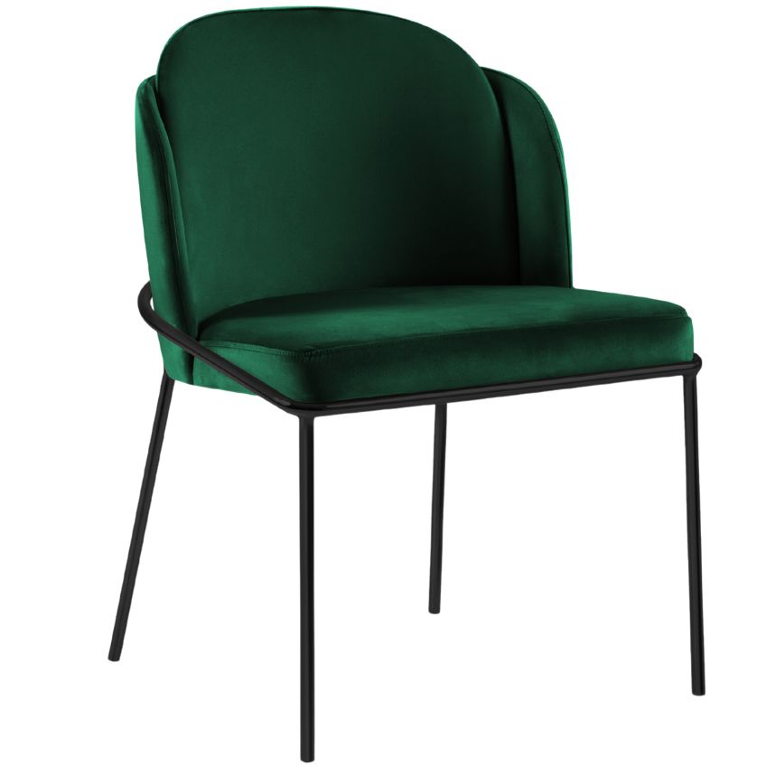 Lahvově zelená sametová jídelní židle MICADONI LIMMEN Micadoni