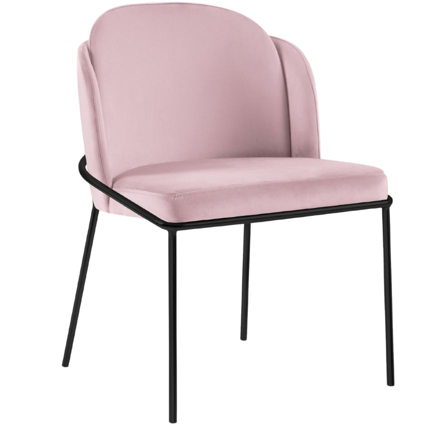 Růžová sametová jídelní židle MICADONI LIMMEN Micadoni