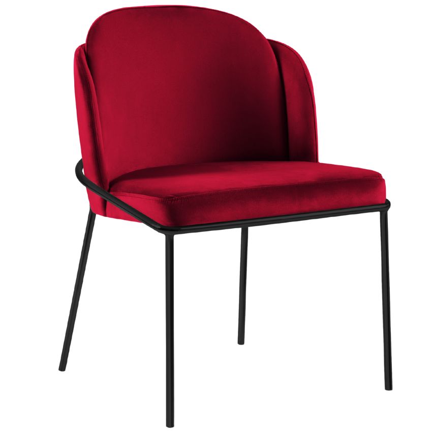 Červená sametová jídelní židle MICADONI LIMMEN Micadoni