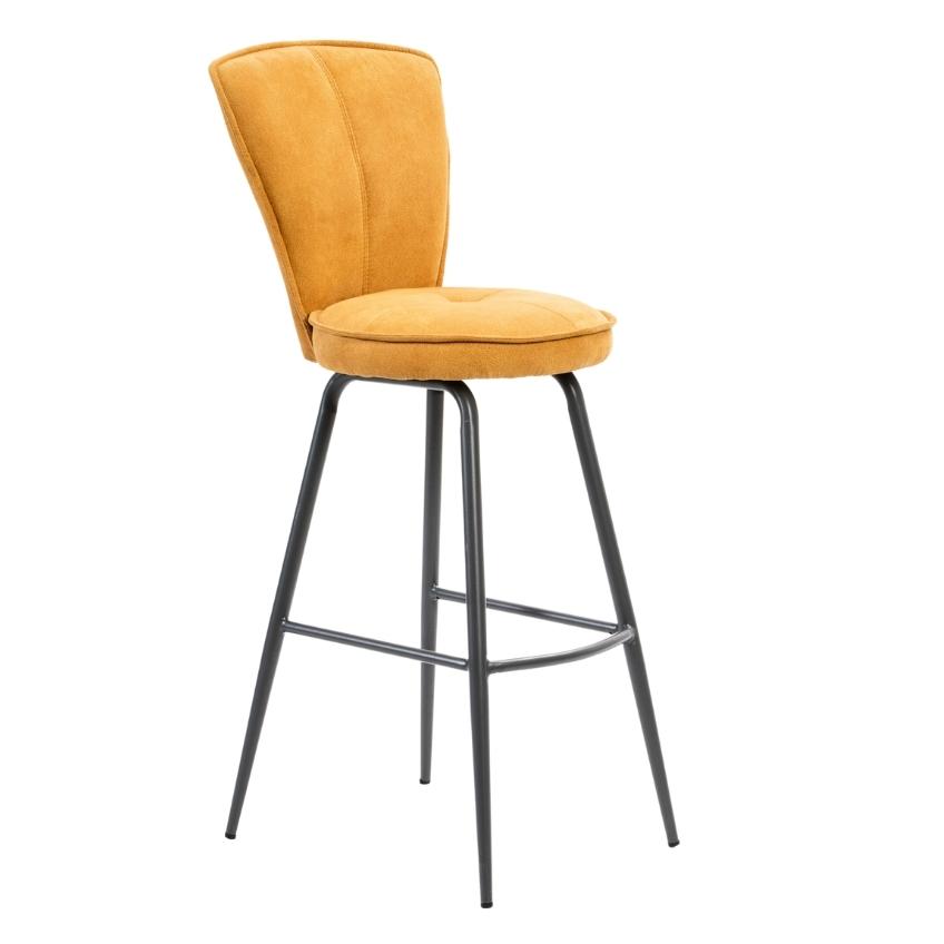 Hořčicově žlutá látková barová židle Marckeric Minty 74 cm Marckeric