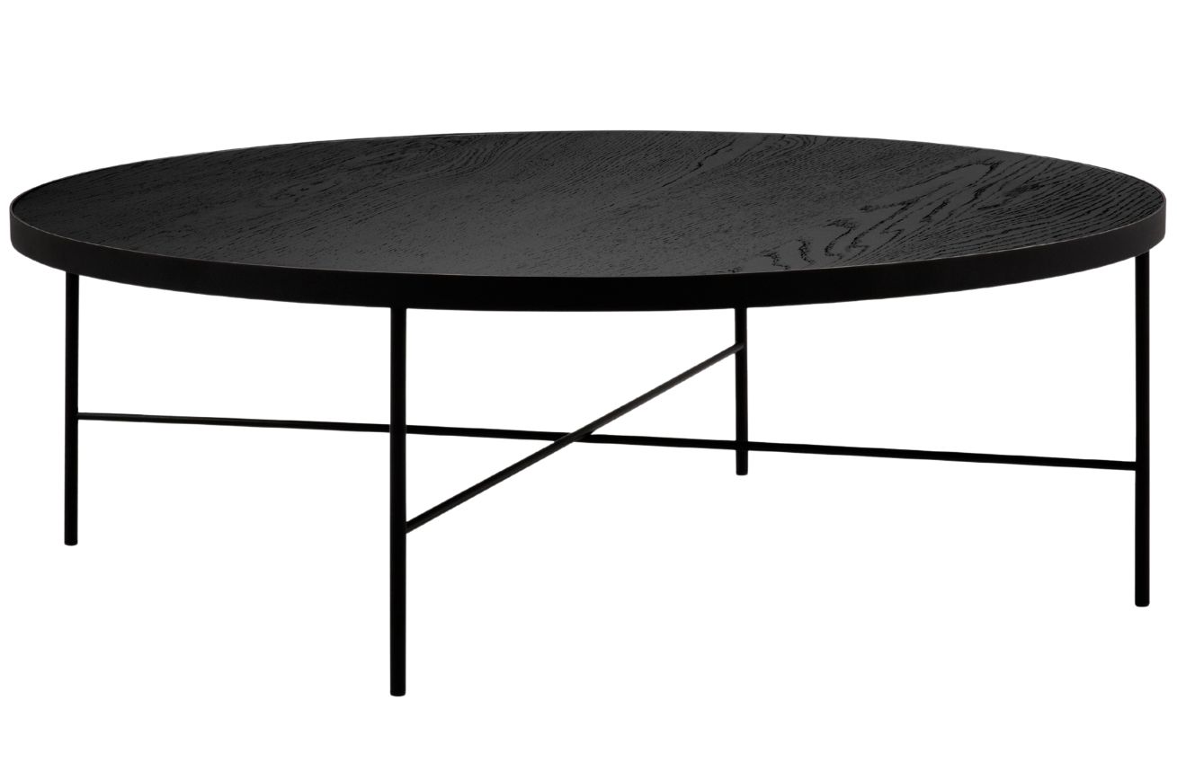 Černý dubový konferenční stolek MICADONI STEPPE 90 cm Micadoni