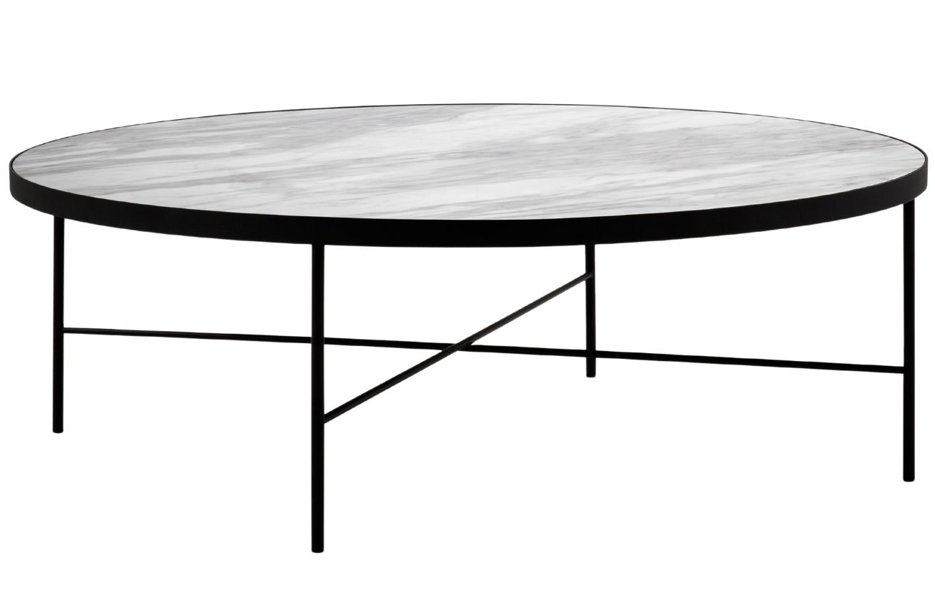 Bílý mramorový konferenční stolek MICADONI STEPPE 90 cm Micadoni