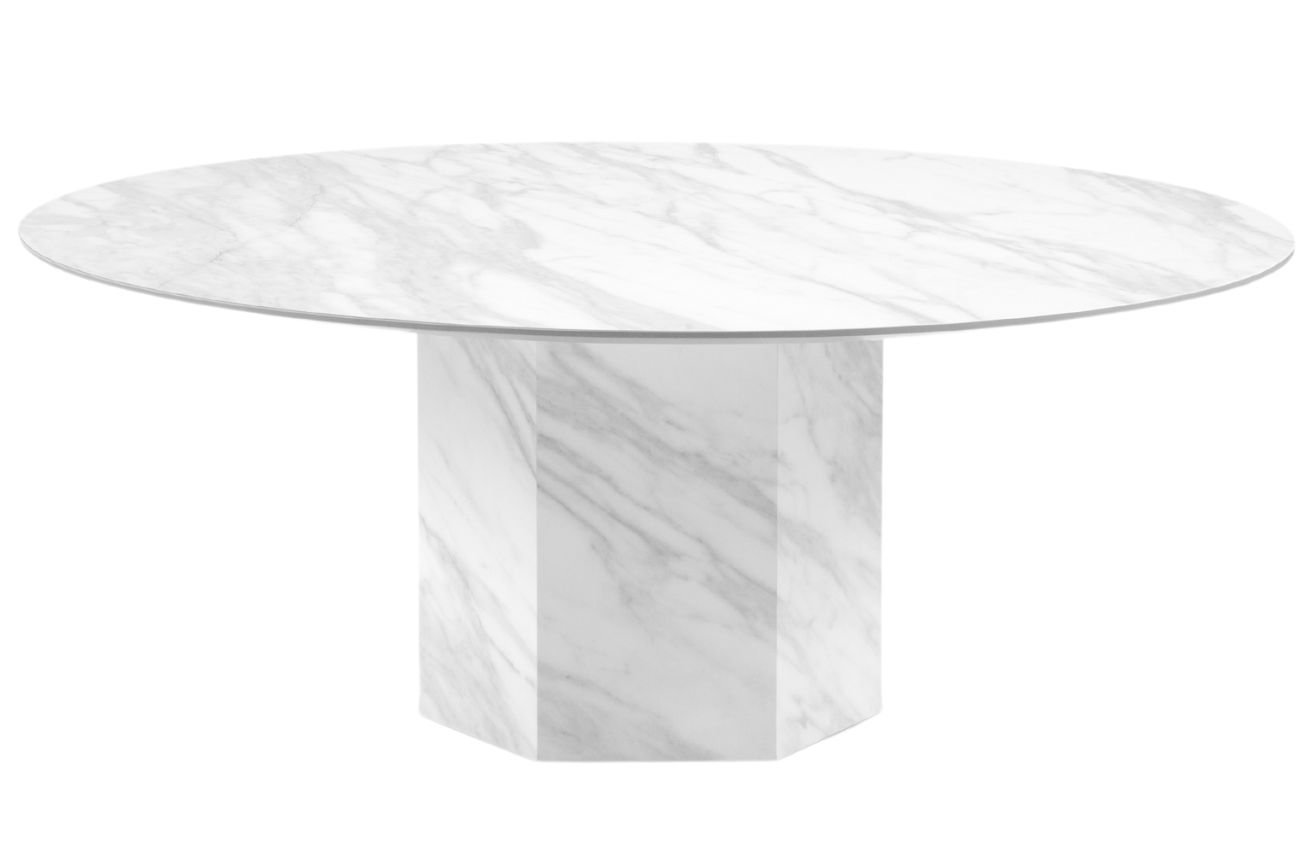 Bílý mramorový kulatý konferenční stolek Micadoni Sahara 100 cm Micadoni