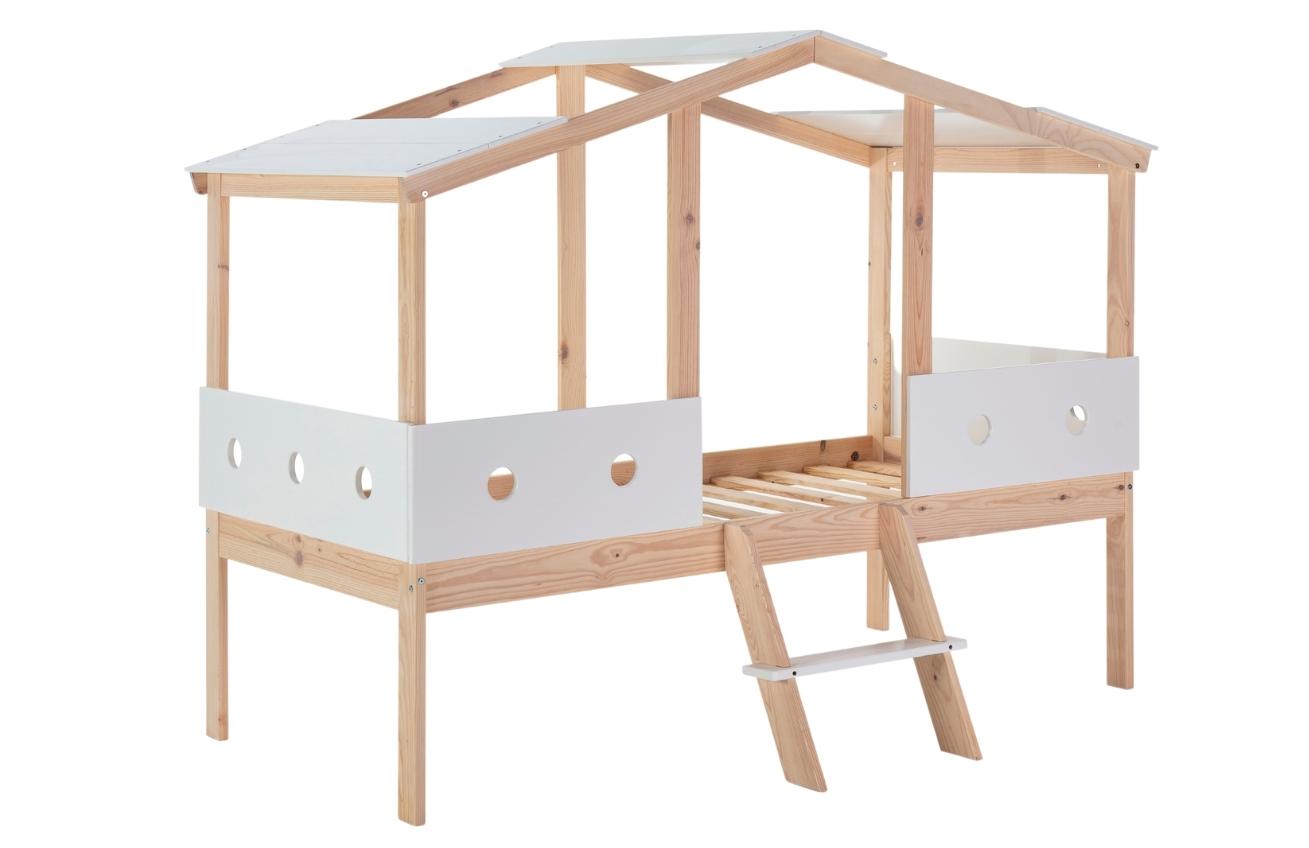 Bílá borovicová dětská postel Marckeric Compte 90 x 190 cm Marckeric