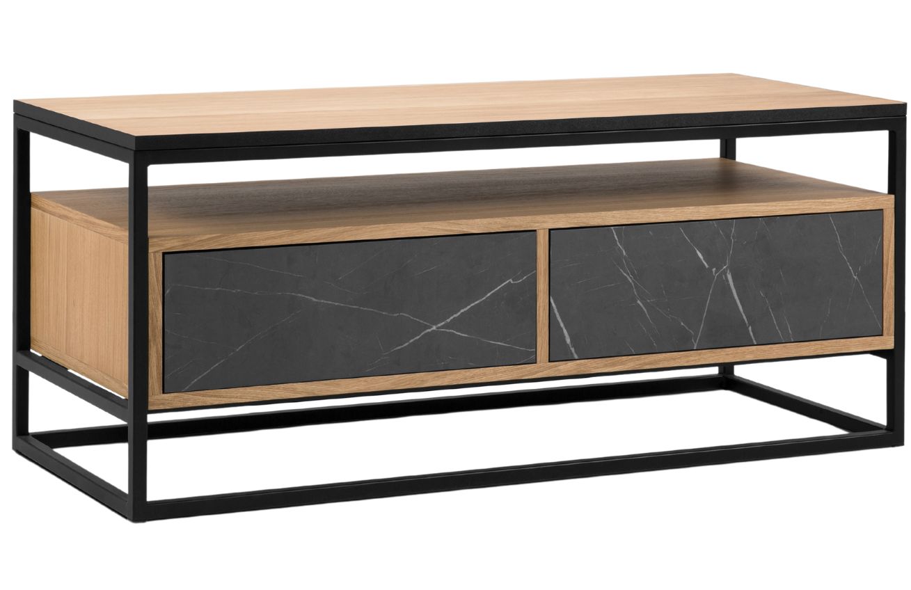 Dubový TV stolek s mramorovým dekorem MICADONI VELD 120 x 45 cm Micadoni
