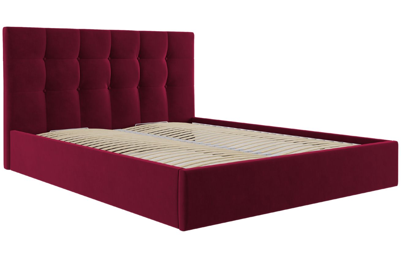 Červená sametová dvoulůžková postel MICADONI Phaedra 140 x 200 cm Micadoni