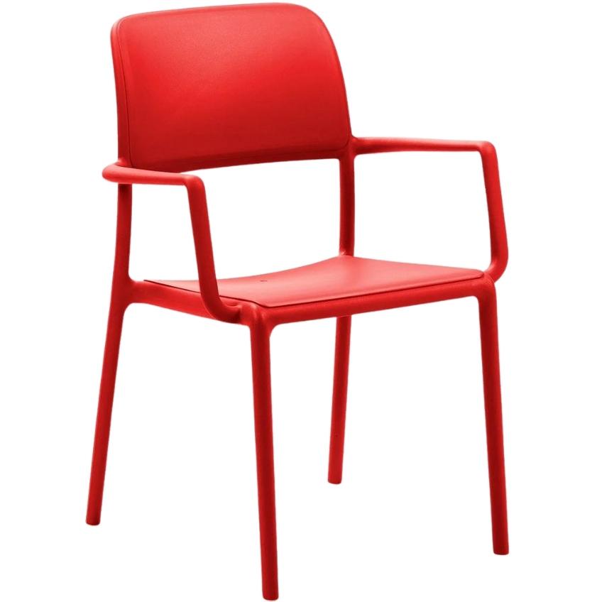 Nardi Červená plastová zahradní židle Riva s područkami Nardi