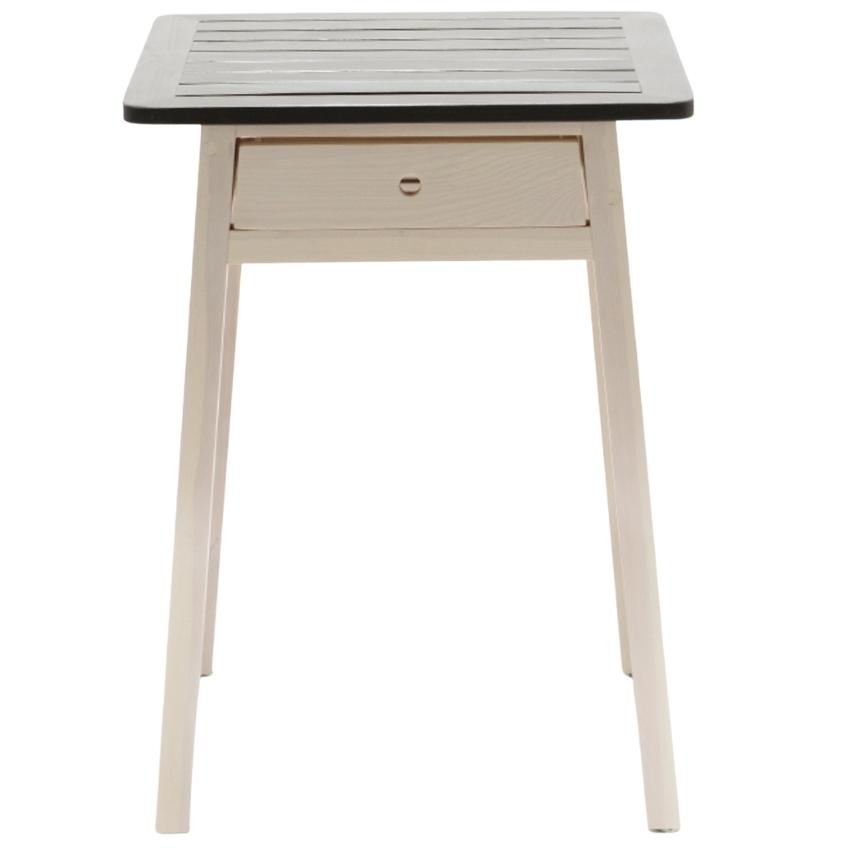 Šedo bílý jasanový zahradní stolek Poom Pinko 56 x 56 cm se zásuvkou Poom