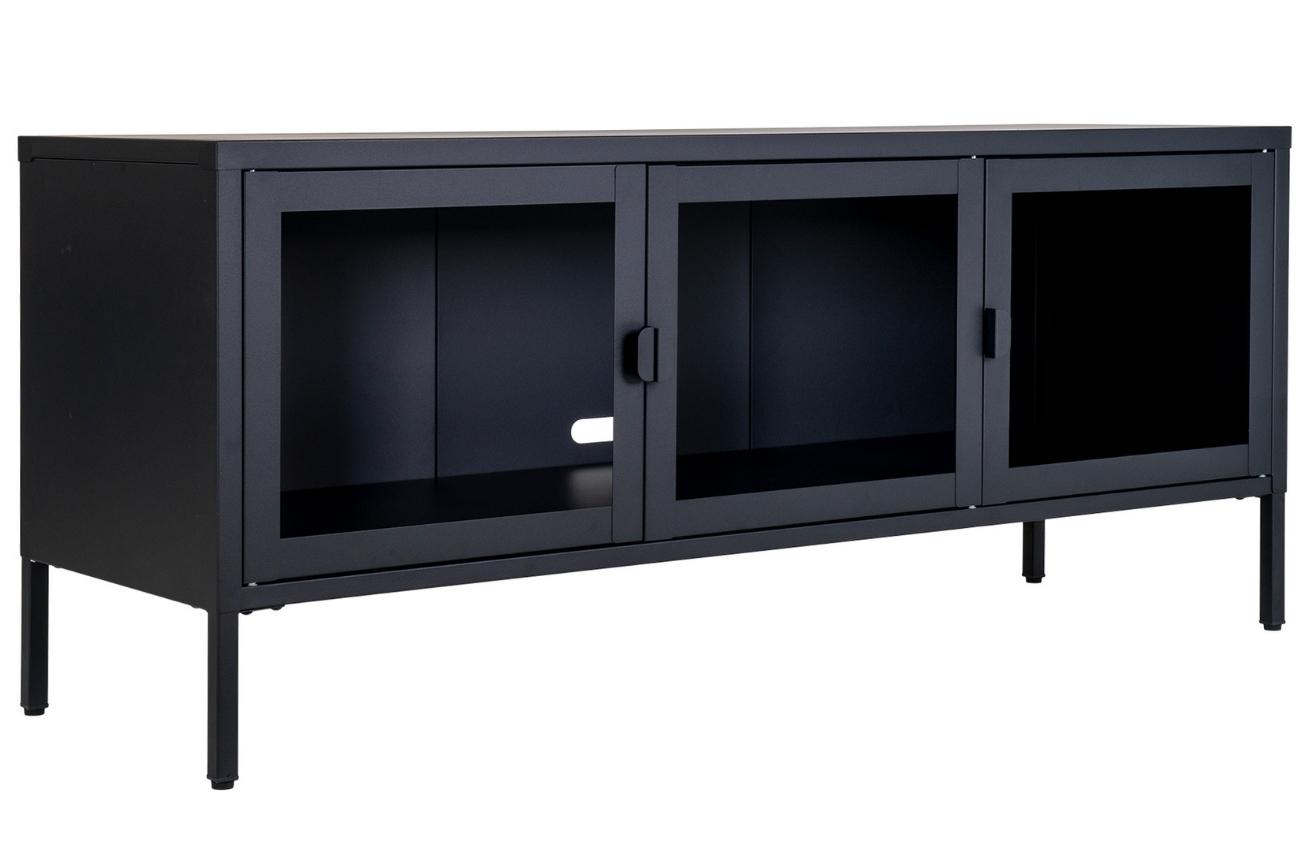 Nordic Living Černý kovový televizní stolek Bristana 130 x 40 cm Nordic Living