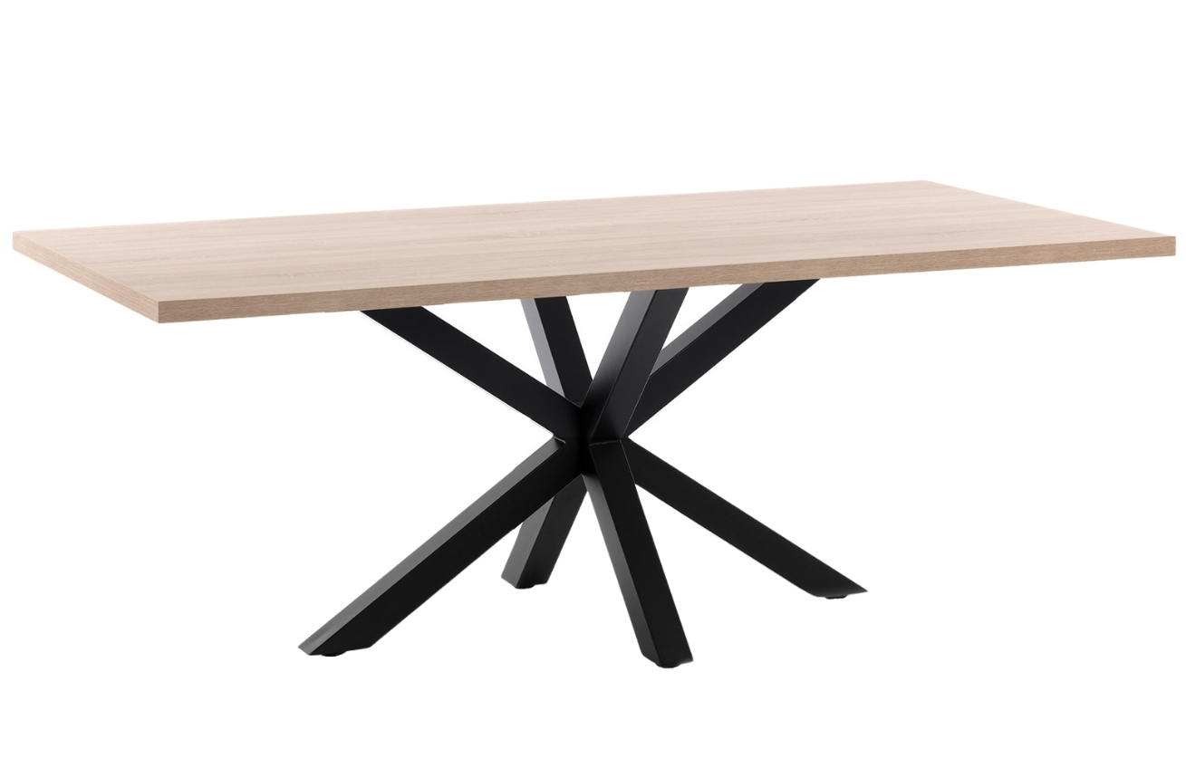 Dubový jídelní stůl Kave Home Argo 200 x 100 cm s černou kovovou podnoží Kave Home