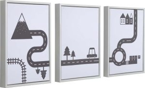 Sada 3 černo-b&iacute;l&yacute;ch obrazů Kave Home Nisi