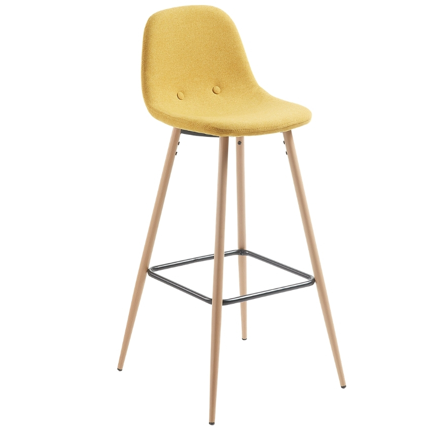 Hořčicově žlutá látková barová židle Kave Home Nolite 75 cm Kave Home