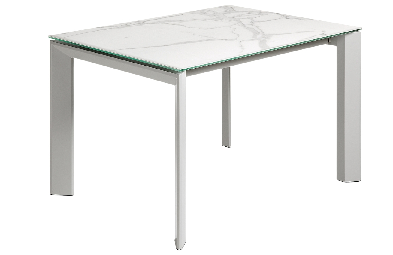 Bílý skleněný rozkládací jídelní stůl Kave Home Axis II. 120/180 x 80 cm Kave Home