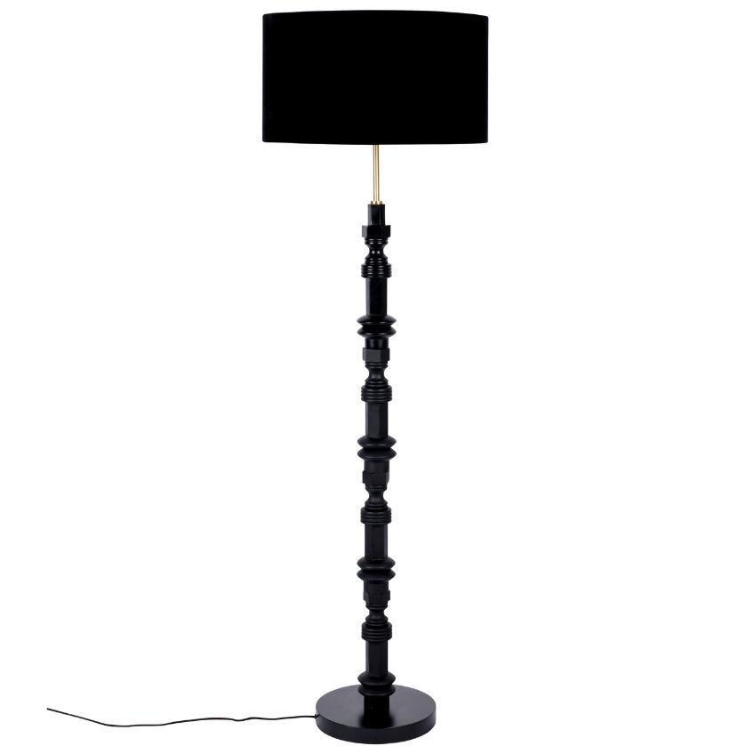 Černá látková stojací lampa ZUIVER TOTEM 148 cm Zuiver