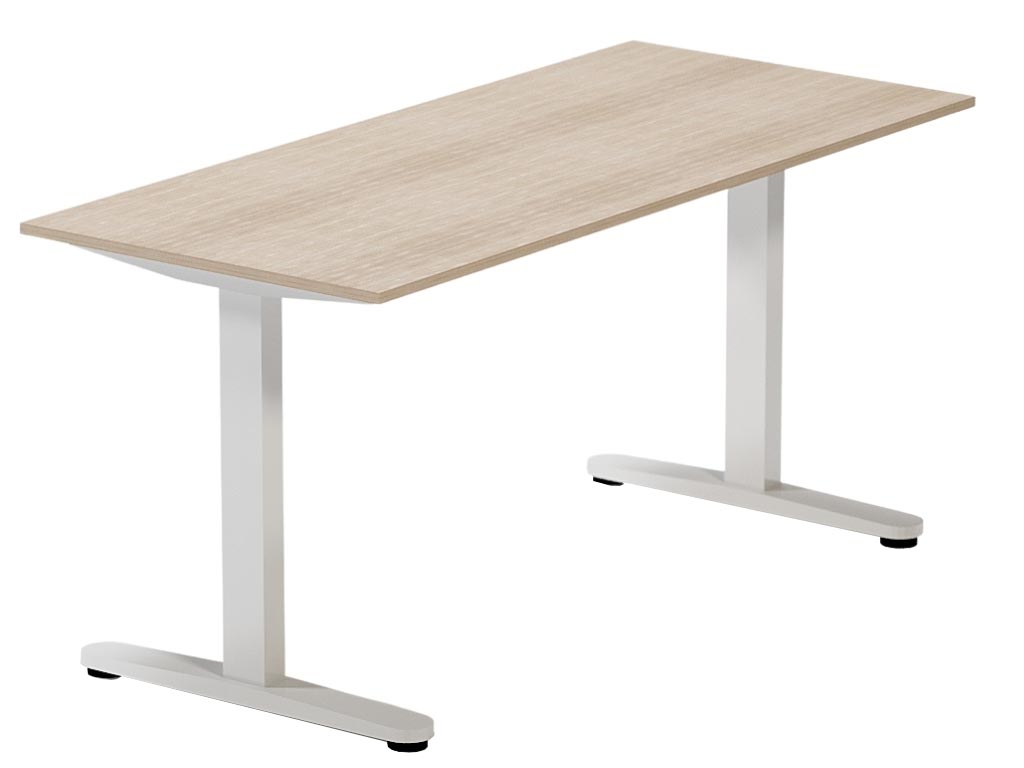 Arbyd Dubový výškově nastavitelný kancelářský stůl Thor 135 x 70 cm s bílou podnoží Arbyd