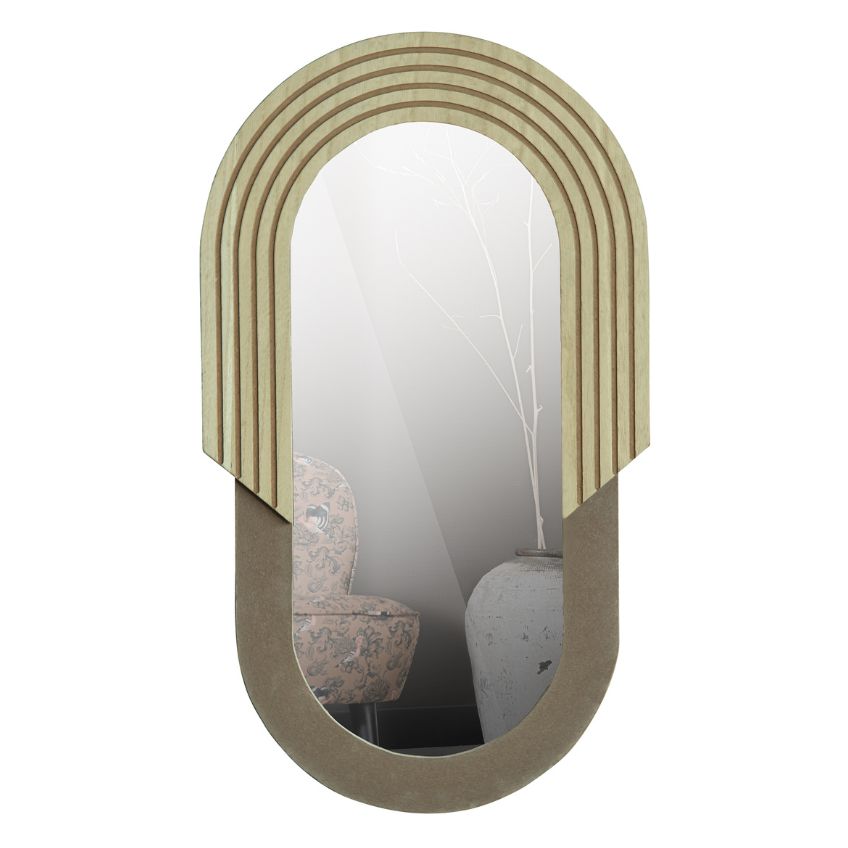 Hoorns Dřevěné oválné nástěnné zrcadlo Zebina 57 cm Hoorns