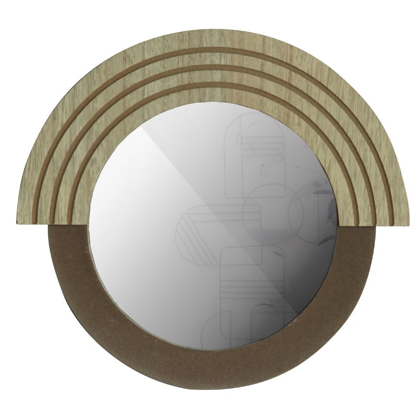 Hoorns Dřevěné kulaté nástěnné zrcadlo Zebina 29 cm Hoorns