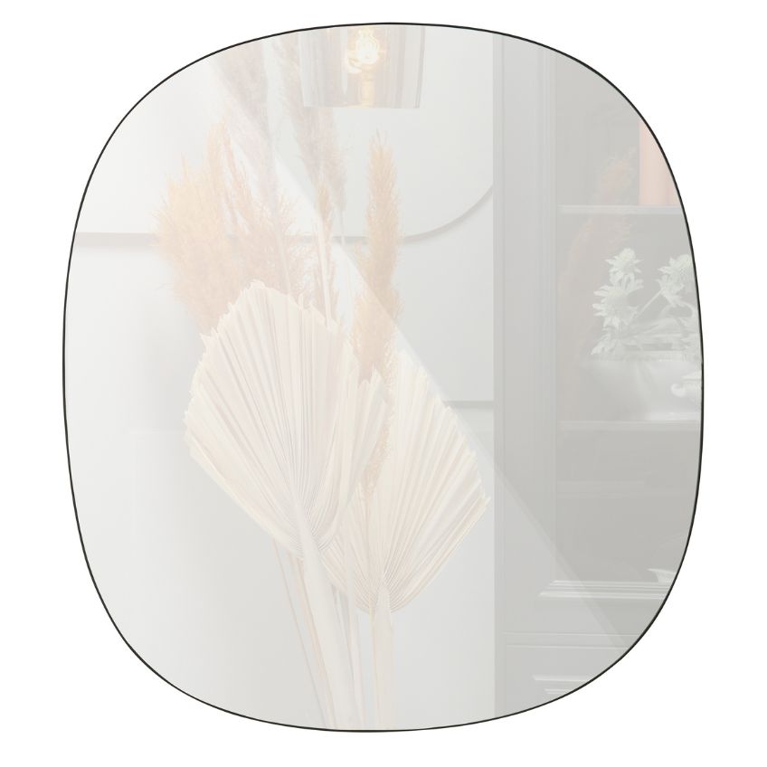 Hoorns Kovové černé závěsné zrcadlo Seward 60 x 55 cm Hoorns