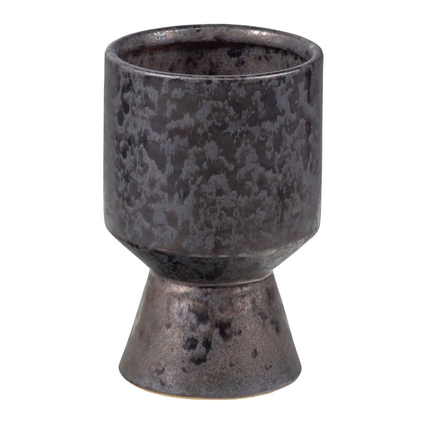 Hoorns Černá keramická váza Kay 21 cm Hoorns