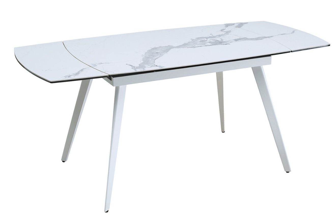 Bílý mramorový rozkládací jídelní stůl Miotto Soliera 120/150/180 x 76 cm Miotto