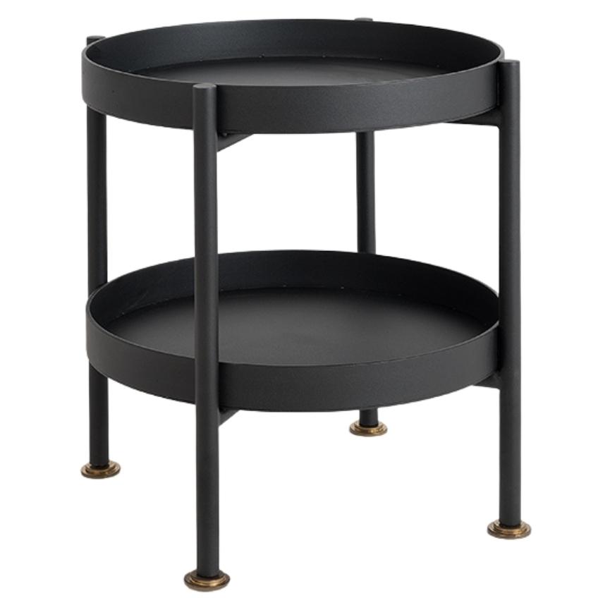 Nordic Design Černý kovový odkládací stolek Nollan 40 cm II. s policí Nordic Design