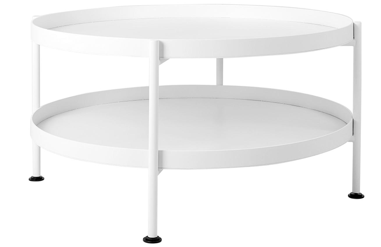 Nordic Design Bílý kovový konferenční stolek Nollan 80 cm s policí Nordic Design