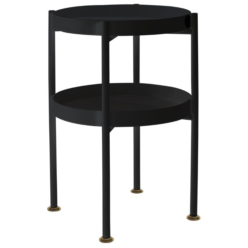 Nordic Design Černý kovový odkládací stolek Nollan 40 cm s policí Nordic Design