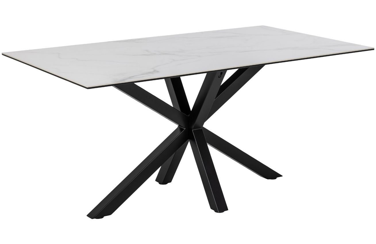 Scandi Bílý mramorový jídelní stůl s kovovou podnoží Skyline 160 x 90 cm Scandi
