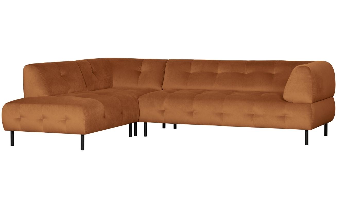 Hoorns Skořicově hnědá sametová rohová pohovka Doyle 267 cm