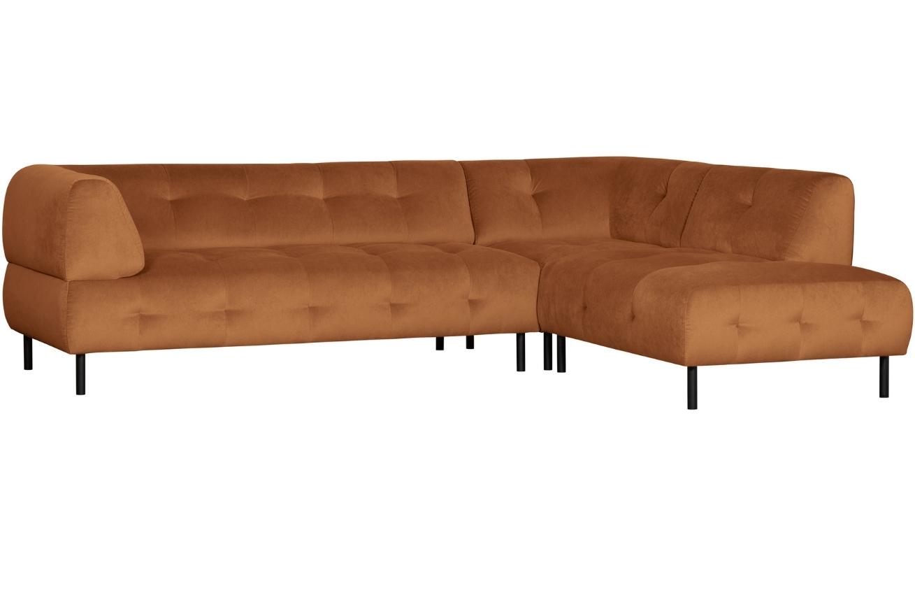 Hoorns Skořicově hnědá sametová rohová pohovka Doyle 267 cm