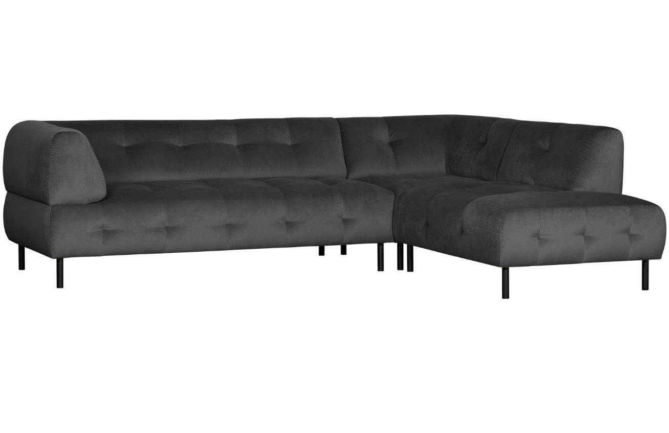 Hoorns Tmavě šedá sametová rohová pohovka Doyle 267 cm