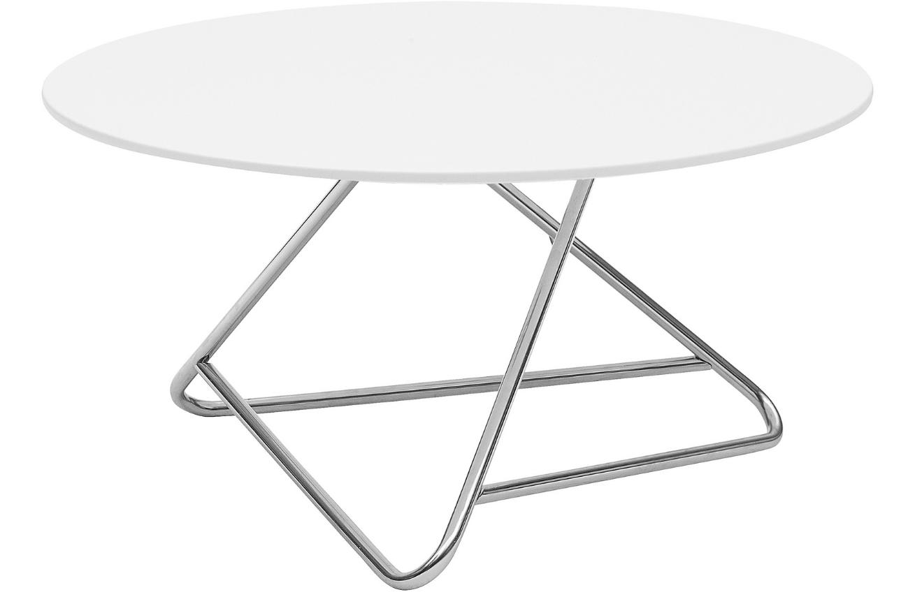 Bílý lakovaný konferenční stolek Softline Tribeca 75 cm s chromovou podnoží Softline