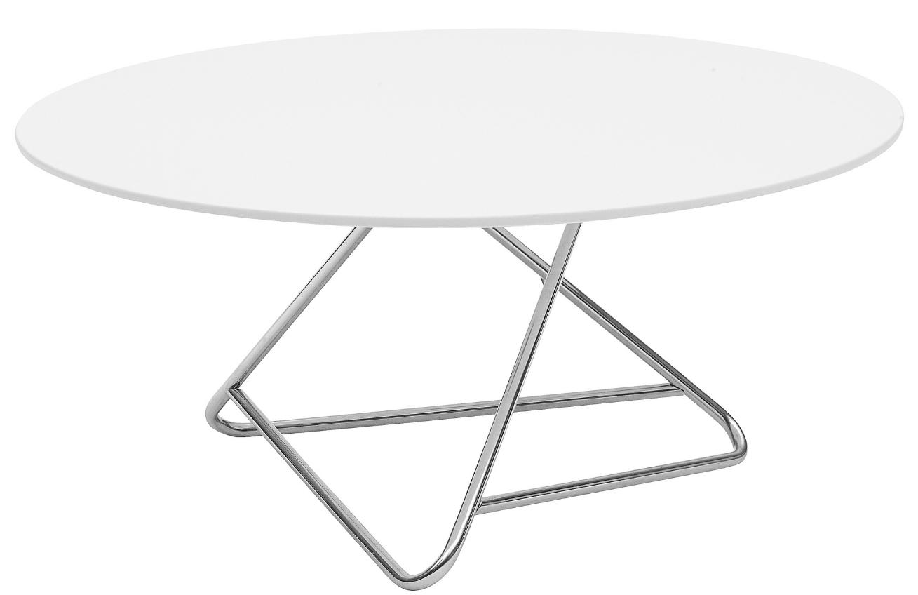 Bílý lakovaný konferenční stolek Softline Tribeca 90 cm s chromovou podnoží Softline