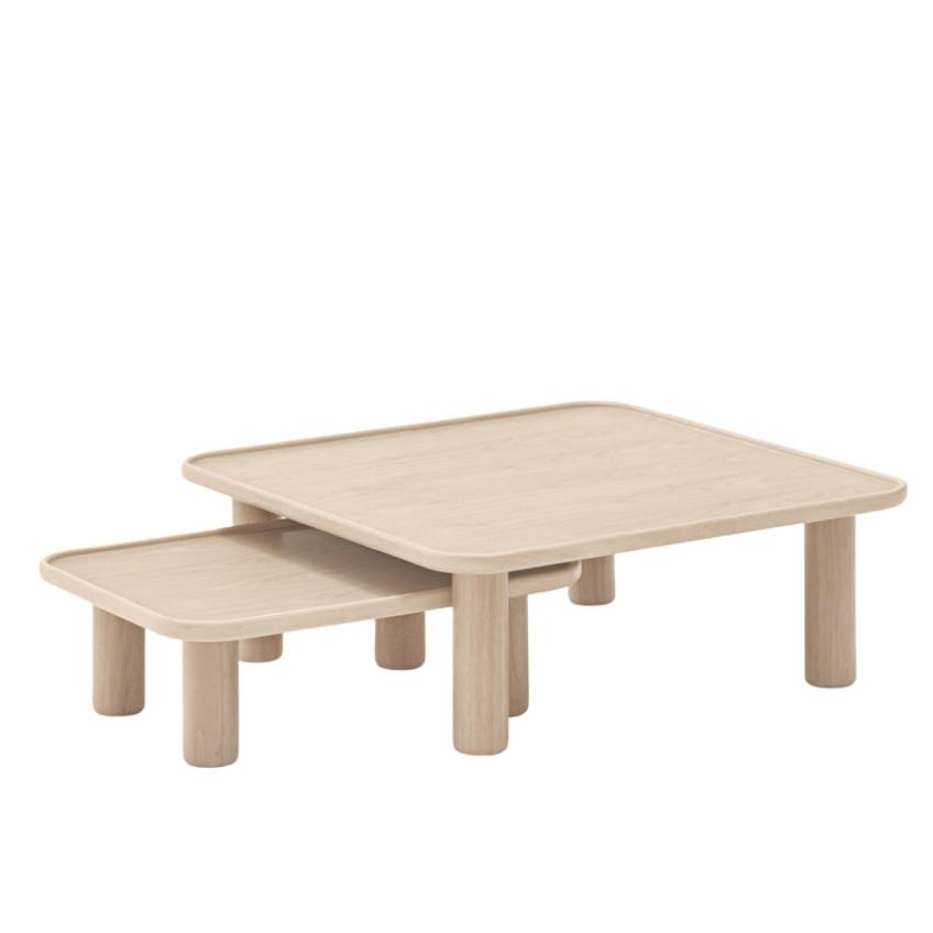 Přírodní dřevěný set konferenčních stolků Teulat Nest 79/49 x 79/49 cm Teulat