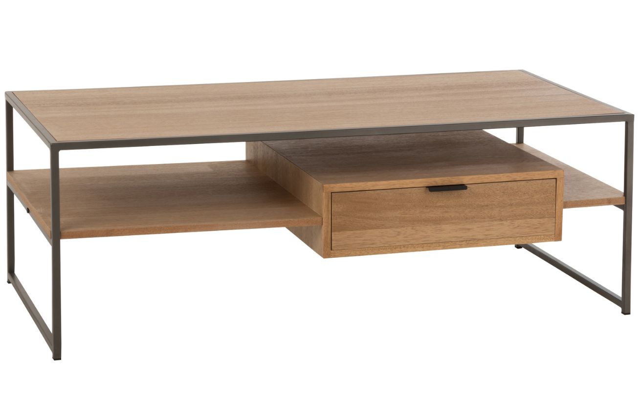 Hnědý dřevěný konferenční stolek J-line Differa 120 x 60 cm J-line
