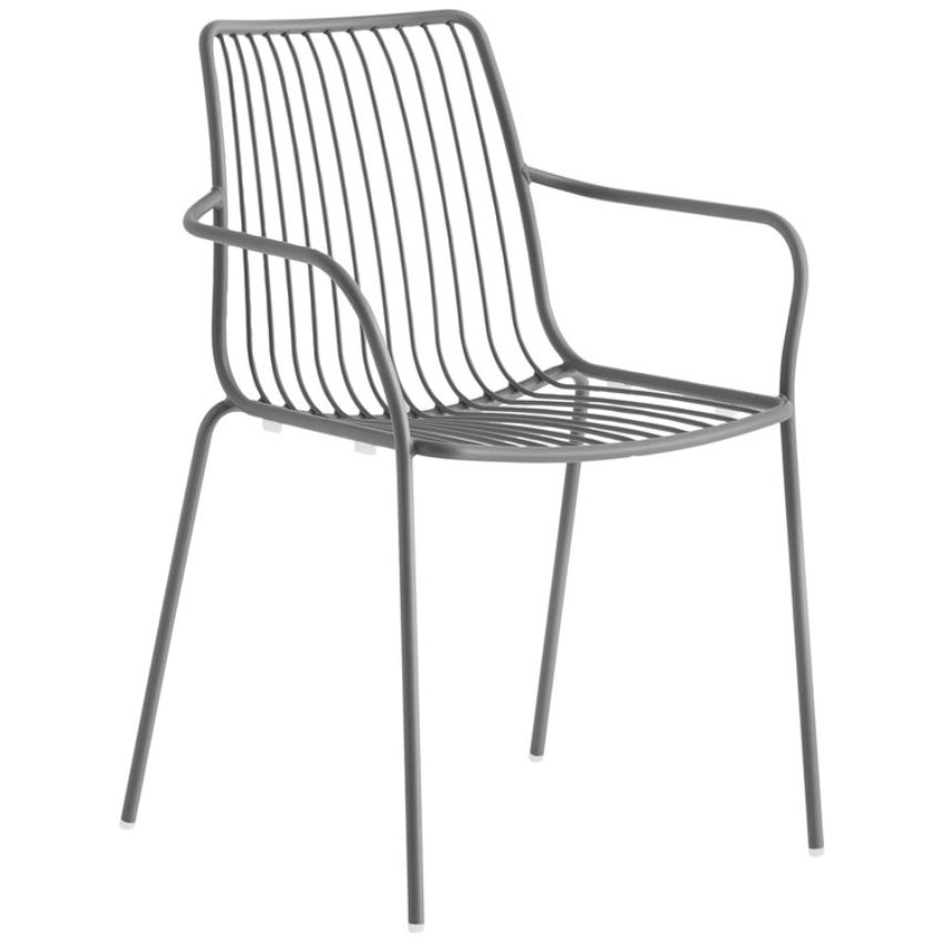 Pedrali Antracitově šedá kovová zahradní židle Nolita 3656 s područkami Pedrali