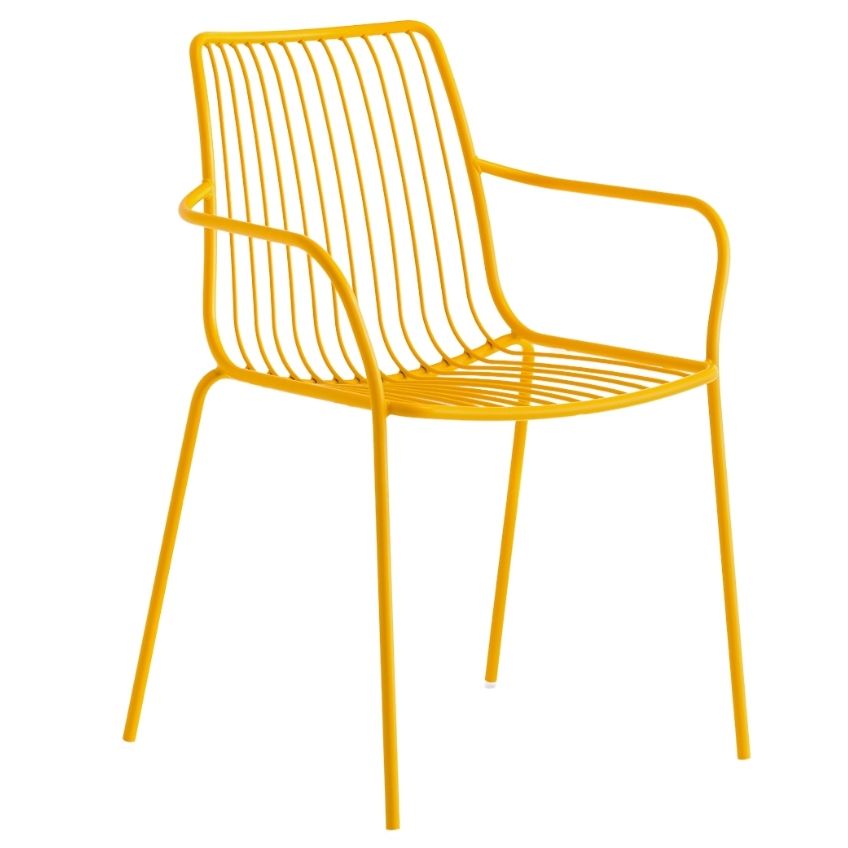 Pedrali Žlutá kovová zahradní židle Nolita 3656 s područkami Pedrali