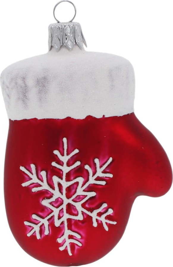 Sada 2 červených skleněných vánočních ozdob ve tvaru rukavice Ego Dekor Ego Dekor
