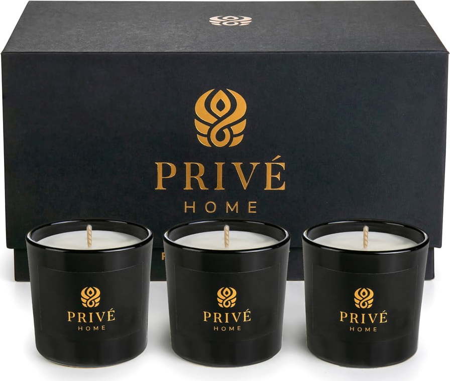 Sada 3 vonných svíček Privé Home Lemon Verbena/Mimosa-Poire/Rose Pivoine Privé Home