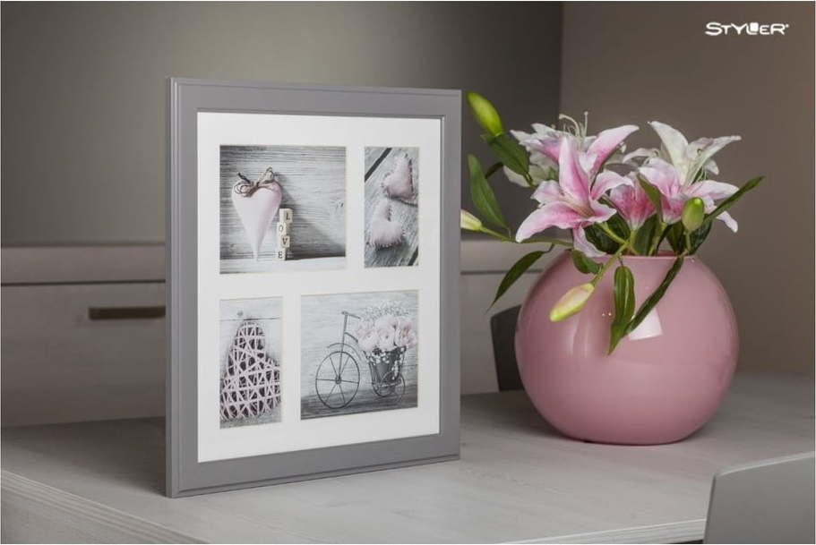 Šedý rámeček na 4 fotografie Styler Malmo