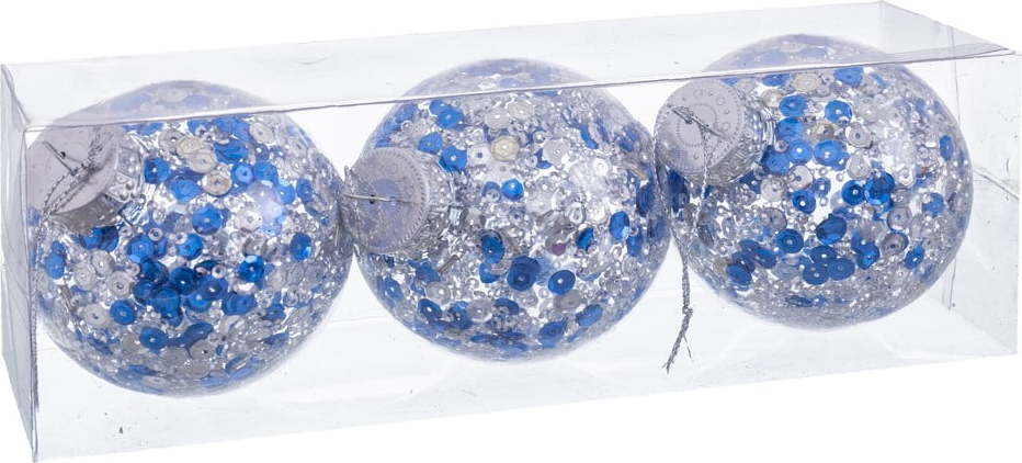 Stříbrno-modré vánoční ozdoby v sadě 3 ks Unimasa Unimasa