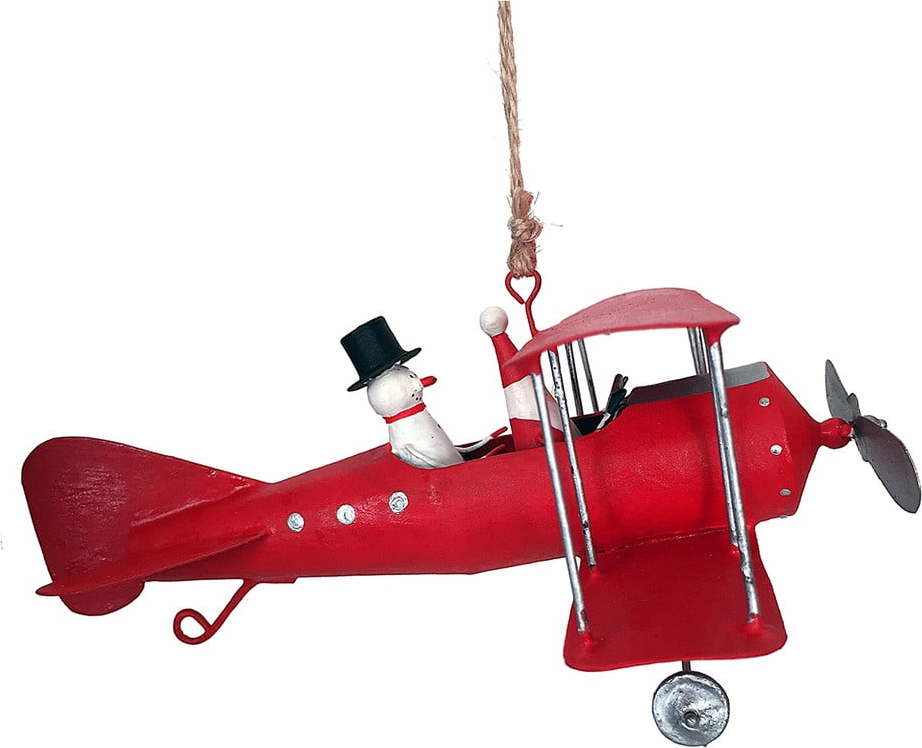 Závěsná vánoční dekorace Santa and Snowman in Plane - G-Bork G-Bork