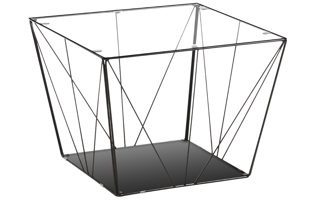 Černý kovový konferenční stolek Kave Home Tilo 60 x 60 cm se skleněnou deskou Kave Home