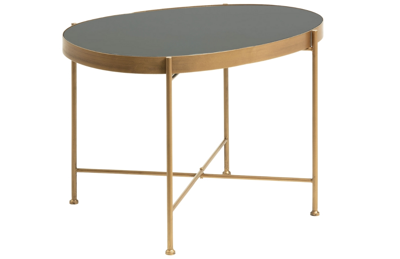Černý skleněný konferenční stolek Kave Home Marlet 63 x 45 cm se zlatou podnoží Kave Home