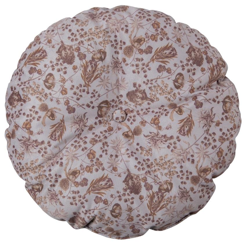 Hoorns Šedý sametový polštář se vzorem květin Tergi 45 cm Hoorns