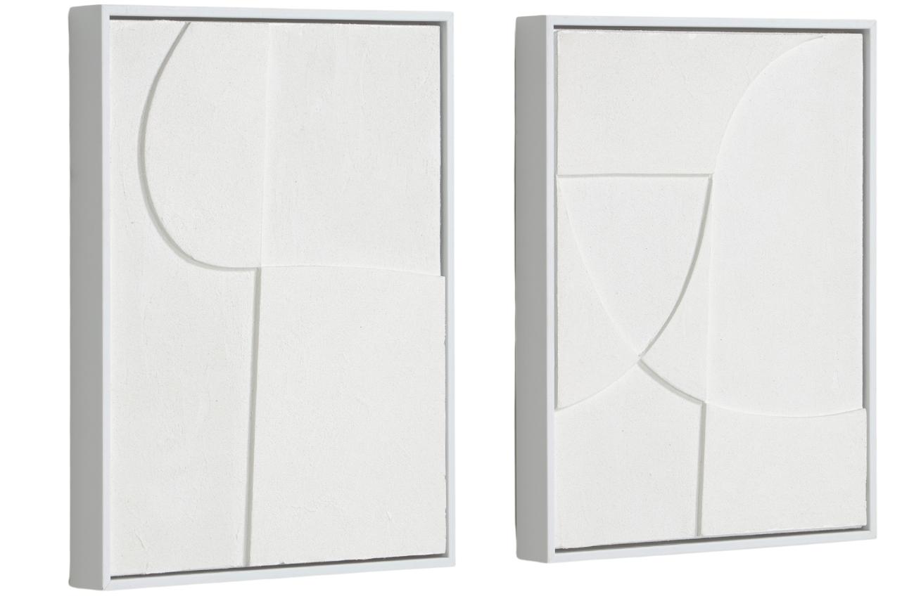 Sada dvou bílých abstraktních obrazů Kave Home Beija 32 x 42 cm Kave Home